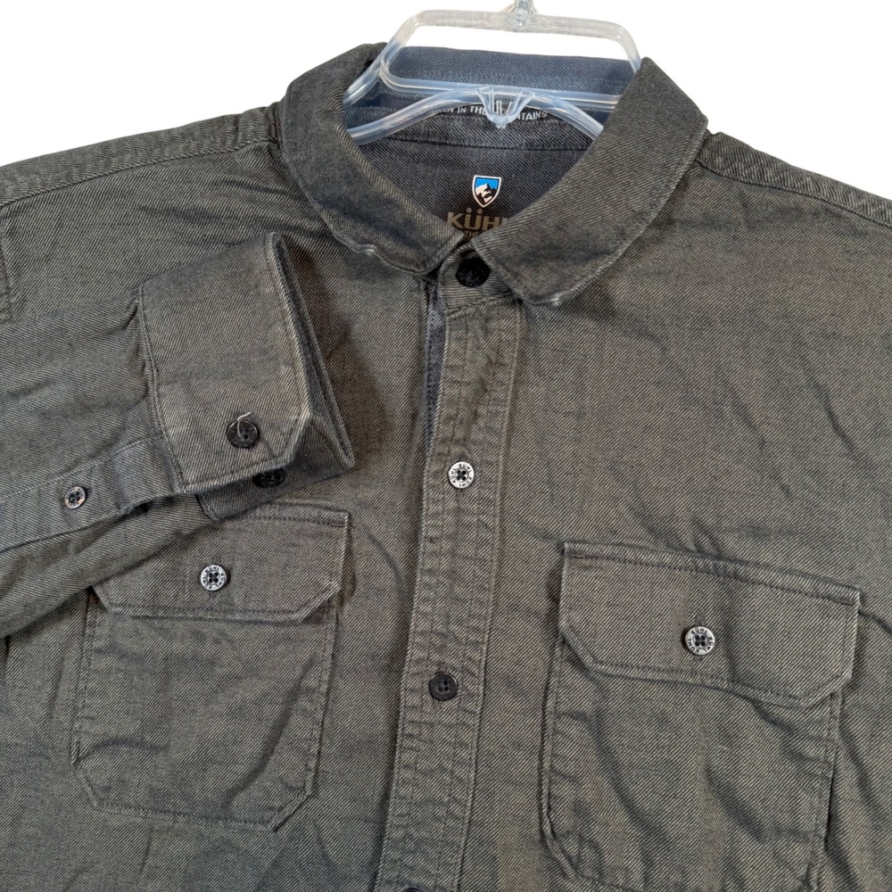 Kuhl Button Down Shirt Mens Medium Gray Cotton Tencel Long Sleeve Twill Utility